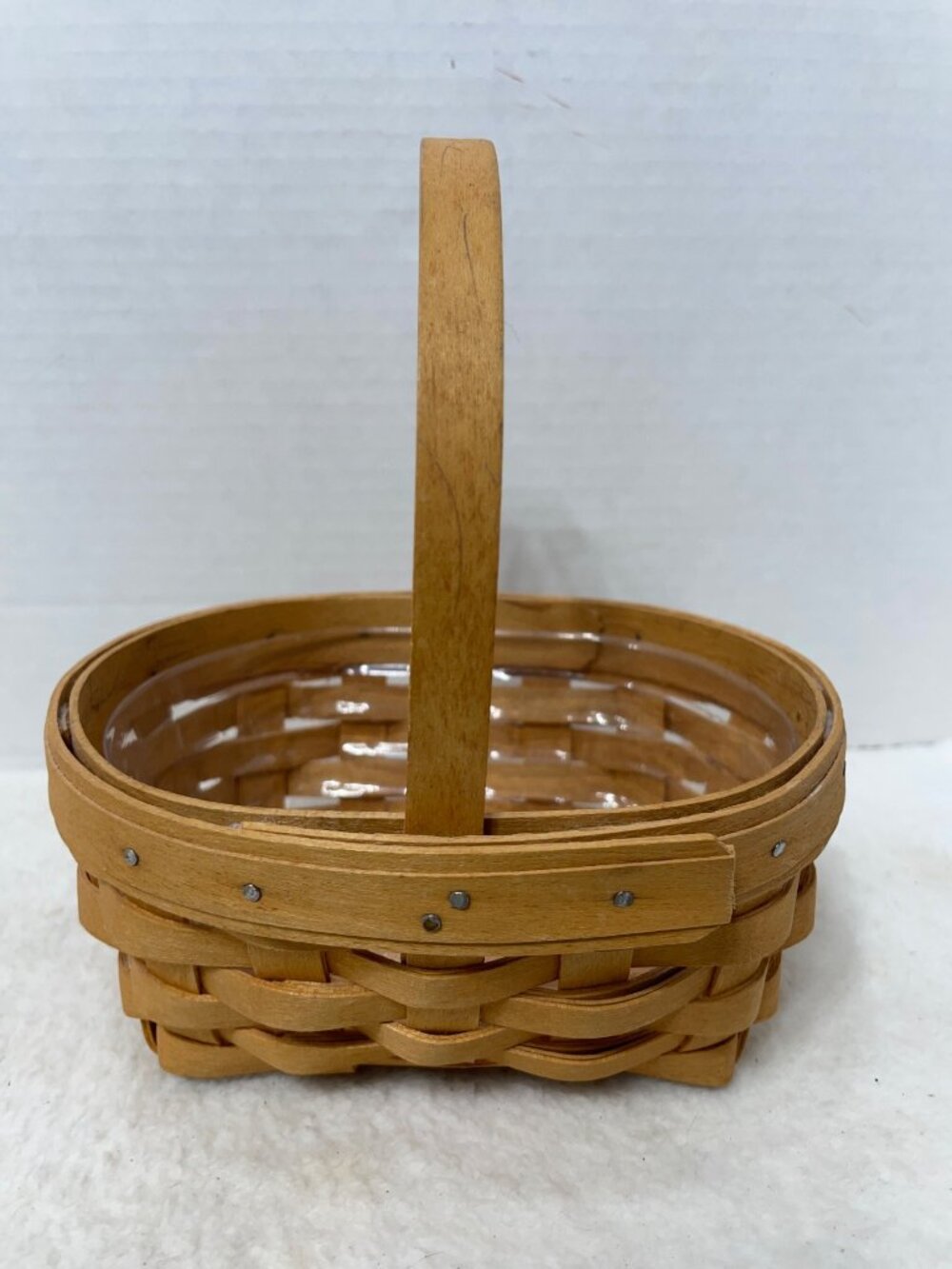 Longaberger Handwoven Basket With Handle & Plastic Liner American Cancer Societ